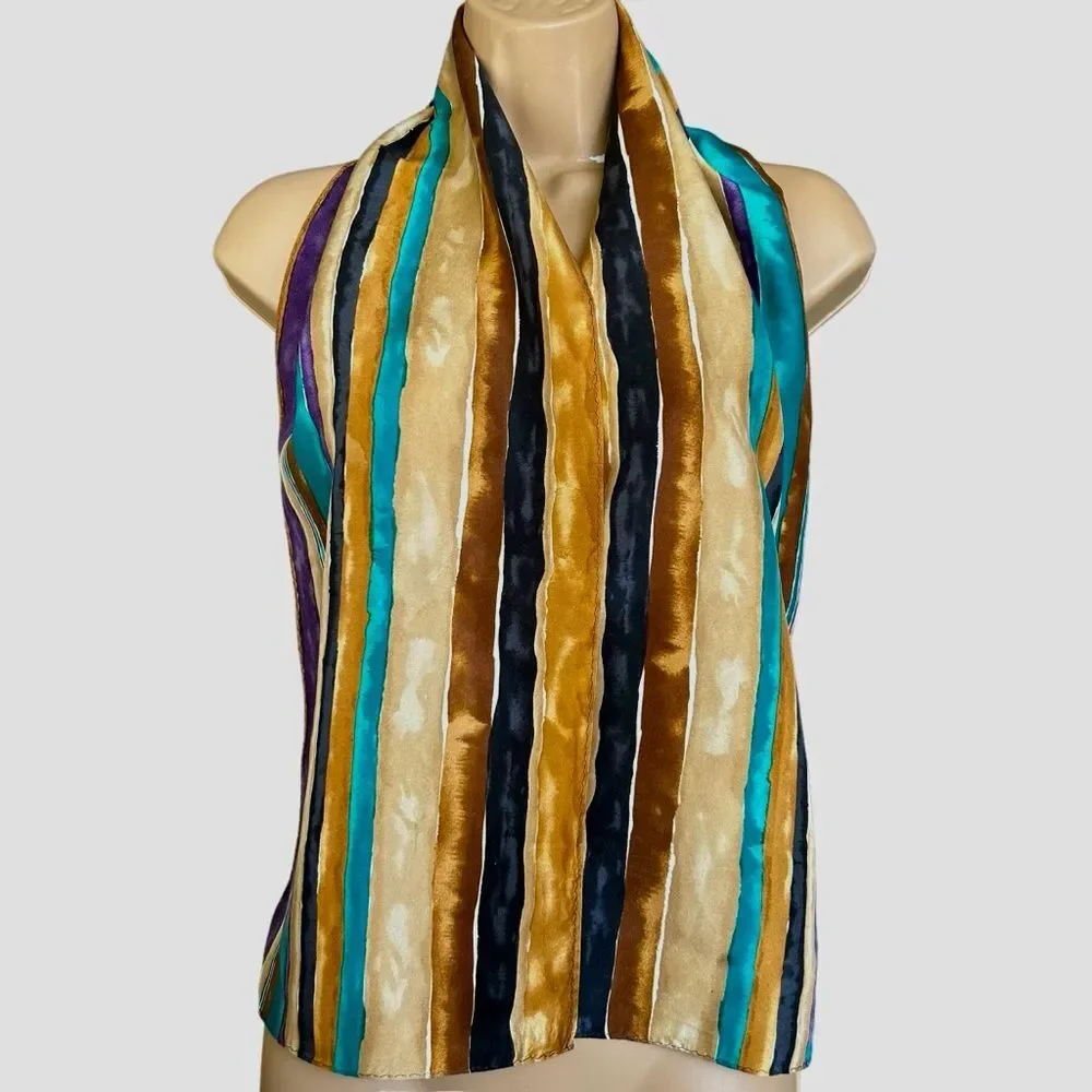 Beautiful Watercolor Stripe Silk Scarf